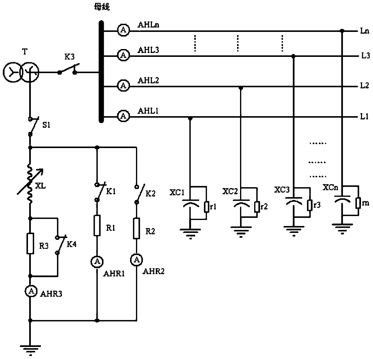 Medium-voltage power grid neutral point arc suppression coil and resistor combined grounding method