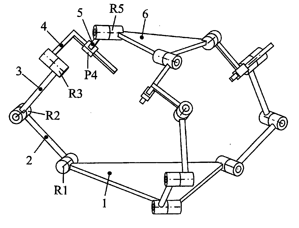 Non-concurrent axis symmetric two-rotation one-movement parallel mechanism with two-degree of freedom planar subchains