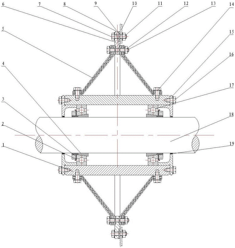 Shafting bearing vibration-reducing base for ship bulkhead