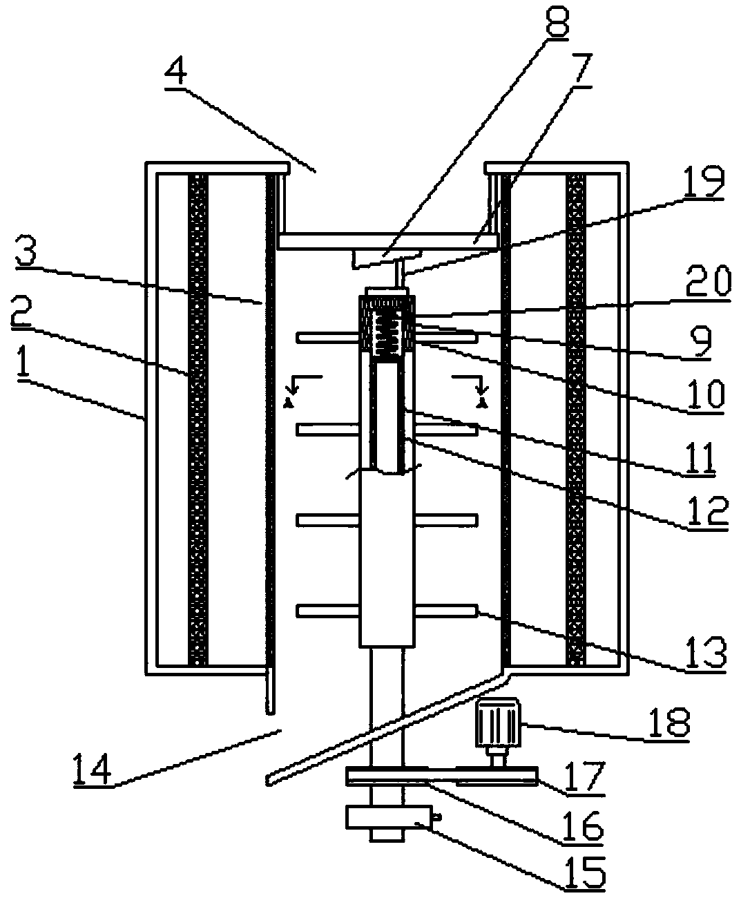 Medicinal material dust removing and drying device for pharmacy department