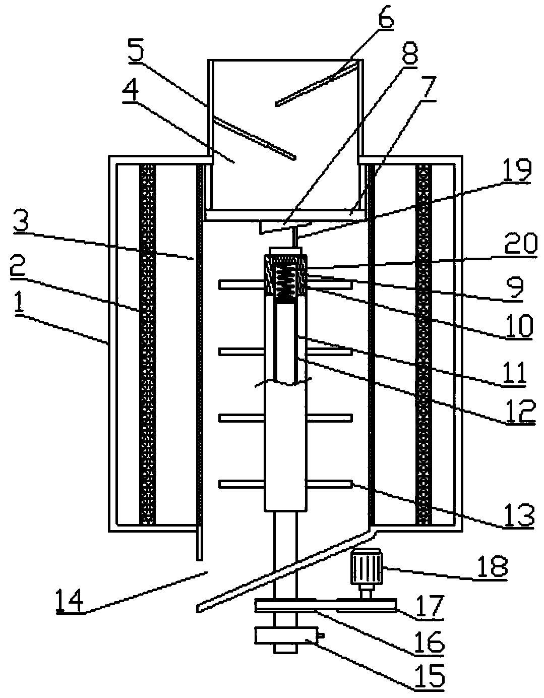 Medicinal material dust removing and drying device for pharmacy department