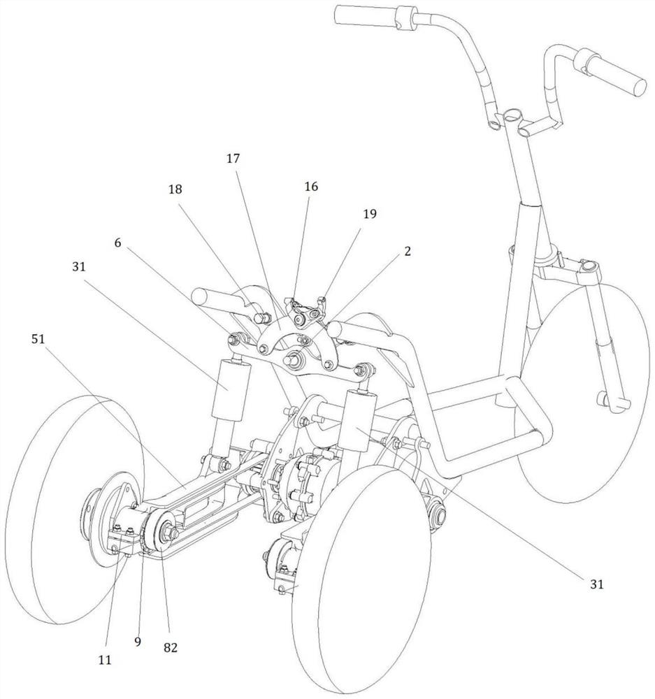 Rear bottom fork assembly of swing car and swing car thereof