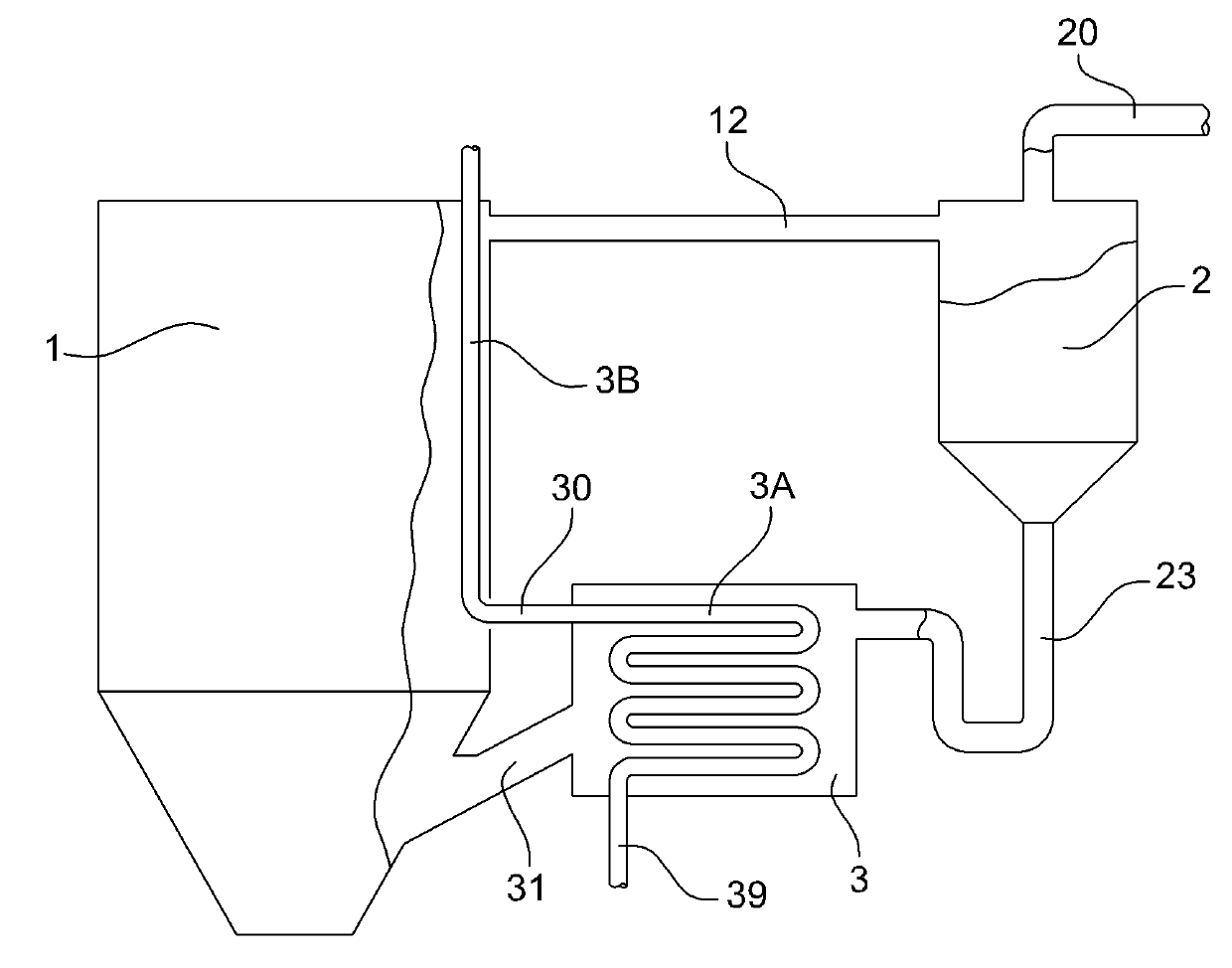 Boiler having a fluidized bed heat exchanger