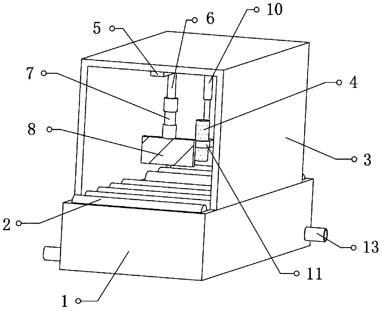 Plate cutting device for automotive frame middle plate machining