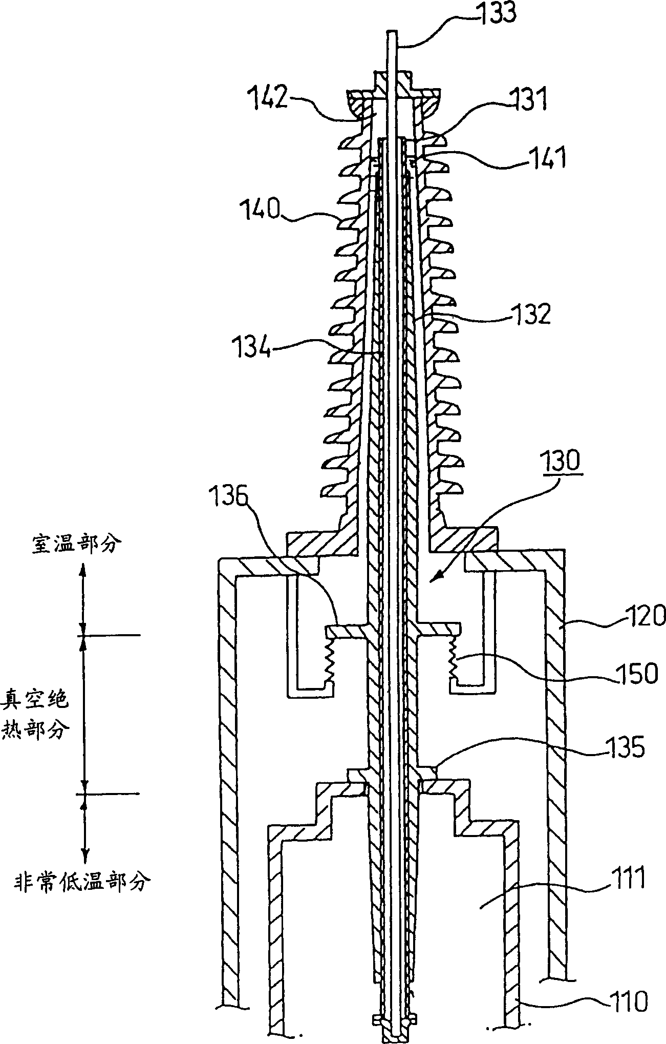 Terminal structure of extreme-low temperature equipment