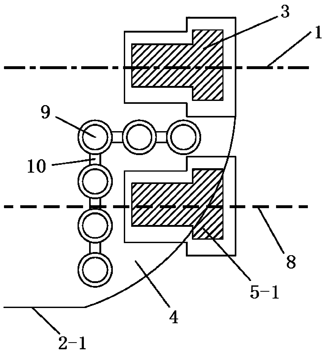 Roadbed pile pipe curtain supporting structure after addition of two-line-platform to railway