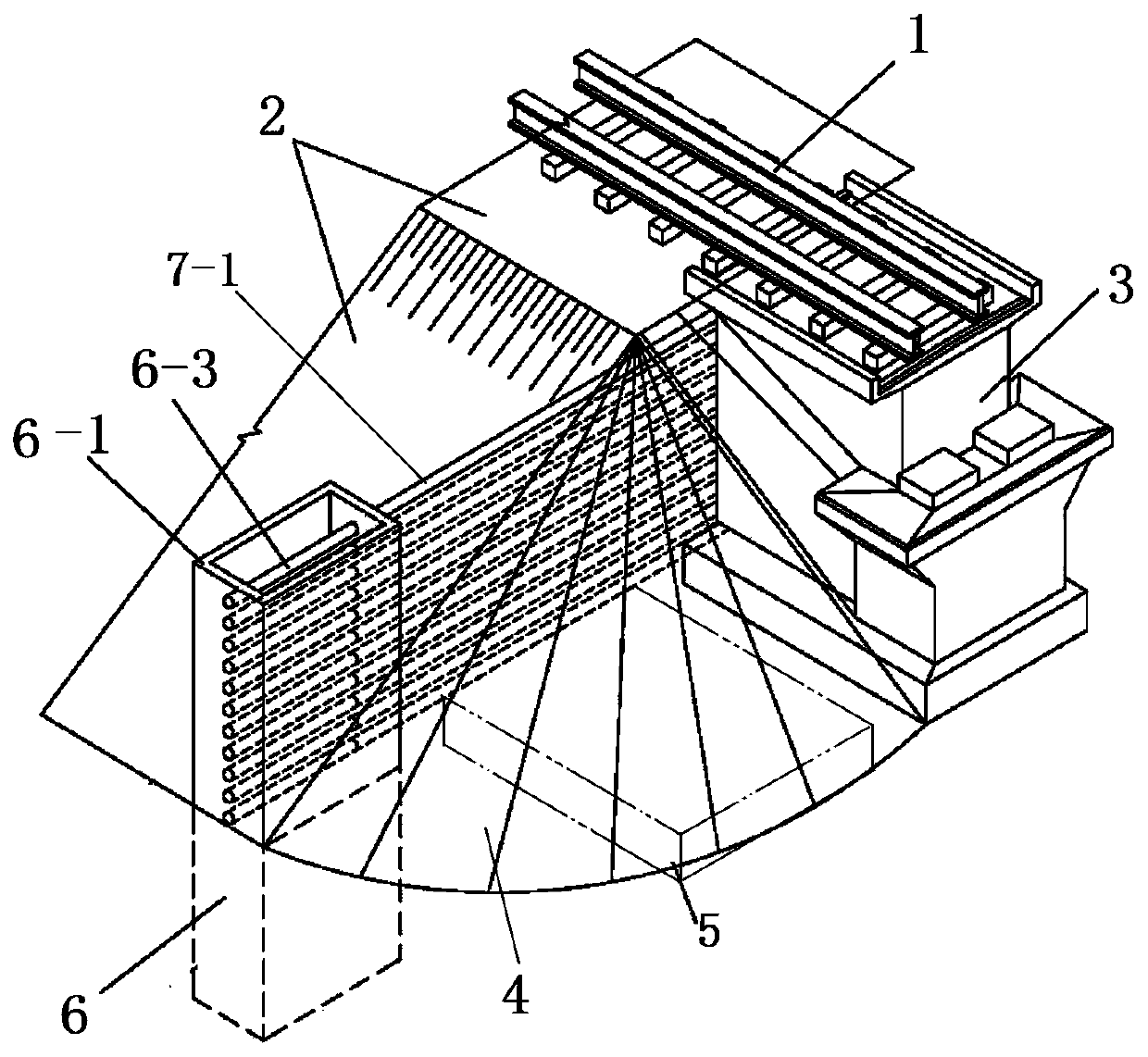 Roadbed pile pipe curtain supporting structure after addition of two-line-platform to railway