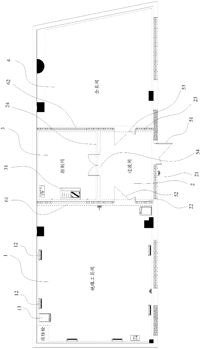 Insulating tool room with alarm function