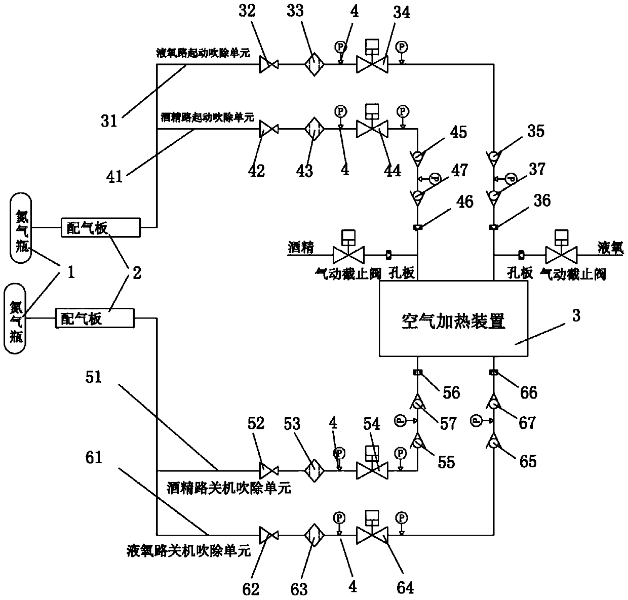 Blowing system and blowing method of air heating device