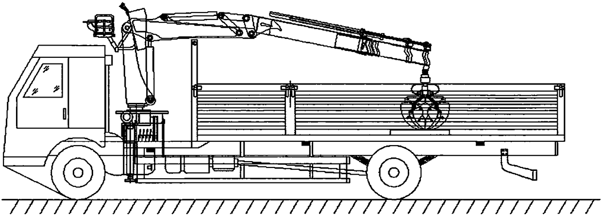 Dump truck with with crane