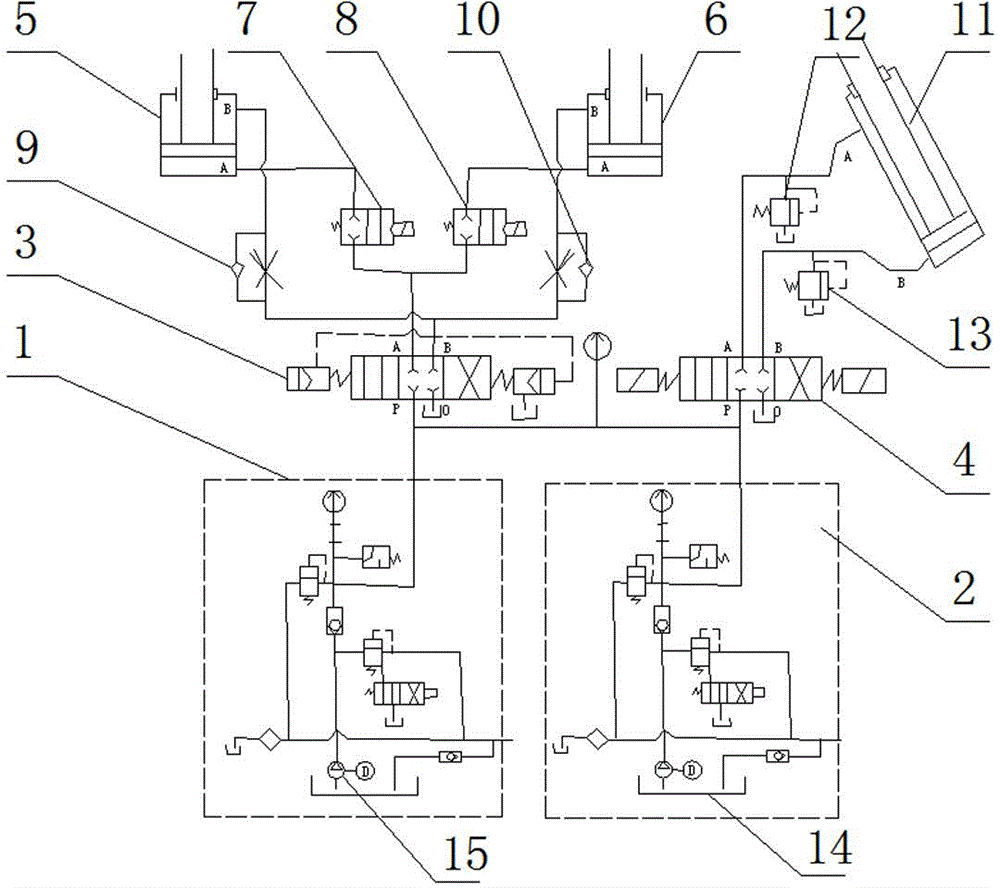 Hydraulic system for driving middle lower roller of four-roller plate bending machine