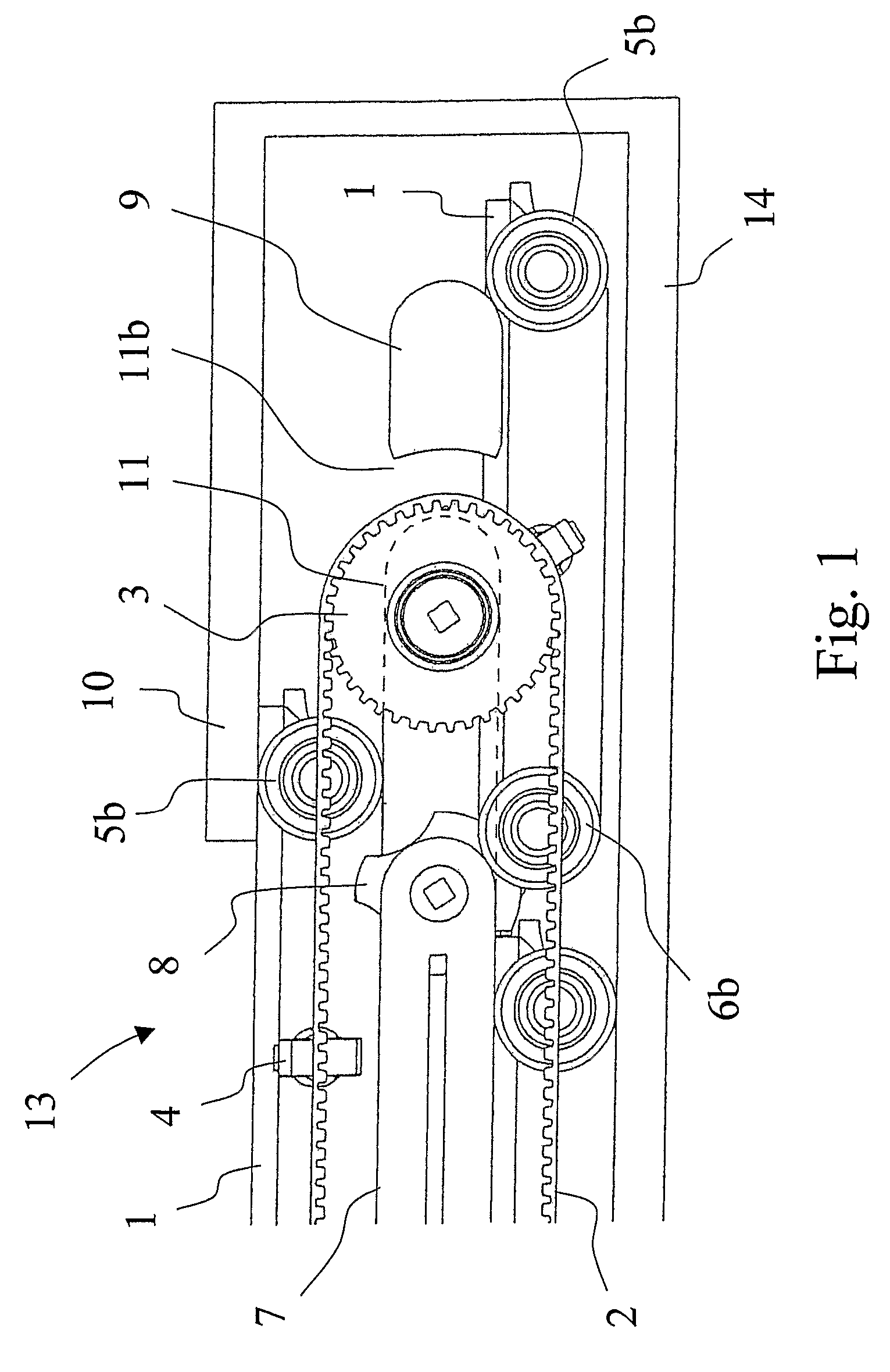 Method and apparatus for moving a pallet running on wheels in a travelator or equivalent