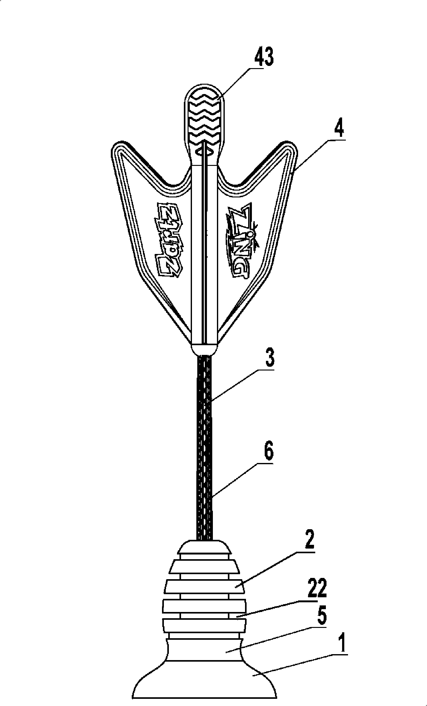 Chuck head of hand-throwing toy and chuck dart using same