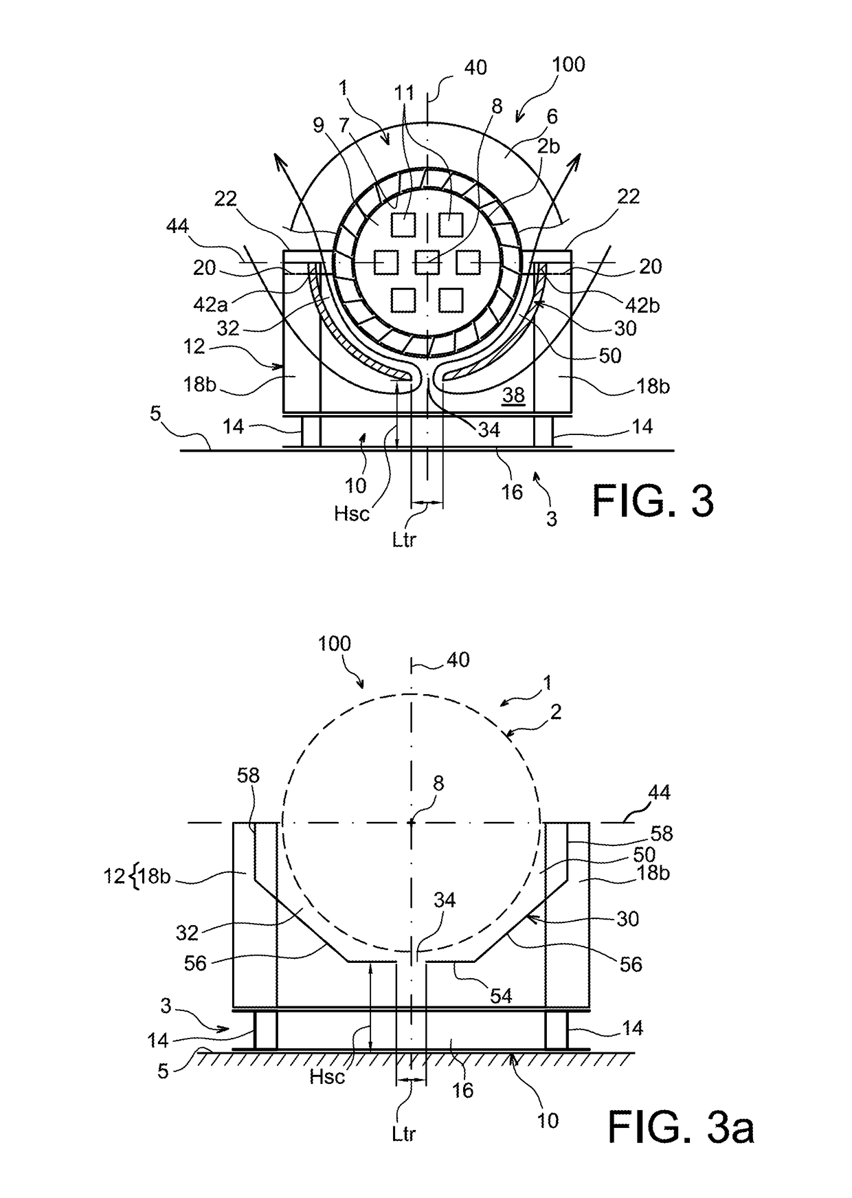 Device for supporting packaging for transporting/storing radioactive materials, including a shroud for guiding air for cooling the packaging by natural convection