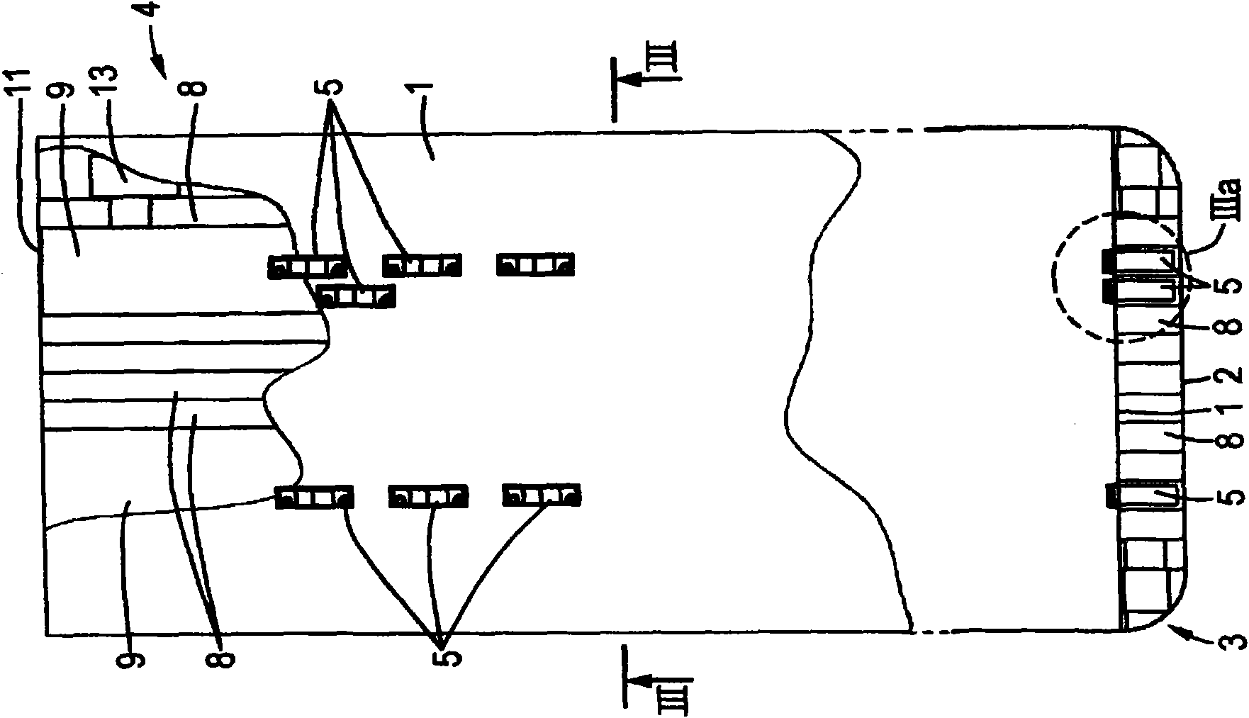 Vessel provided with heat exchangers in the double bottom thereof