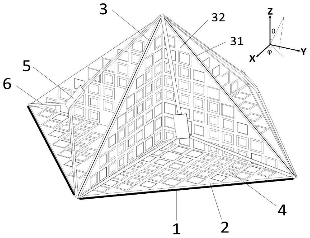 Multi-beam highly directional three-sided angle reflector antenna based on metasurface