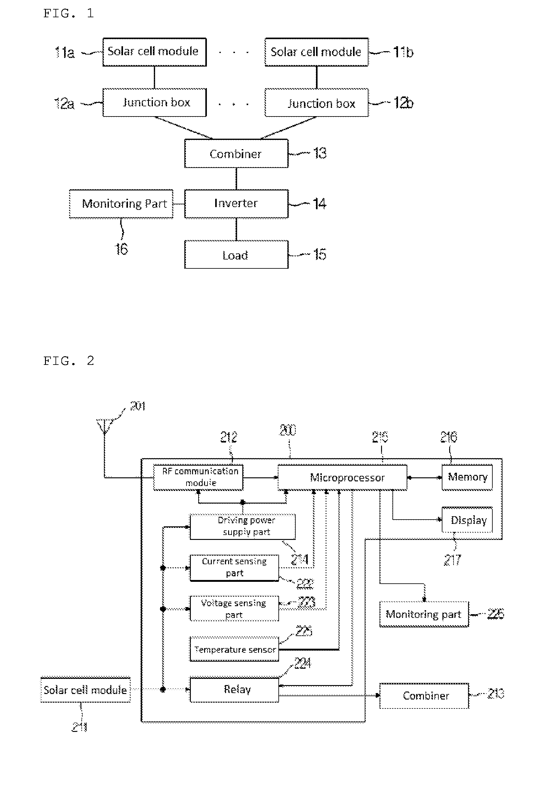 Junction box for solar cell module and method for driving same