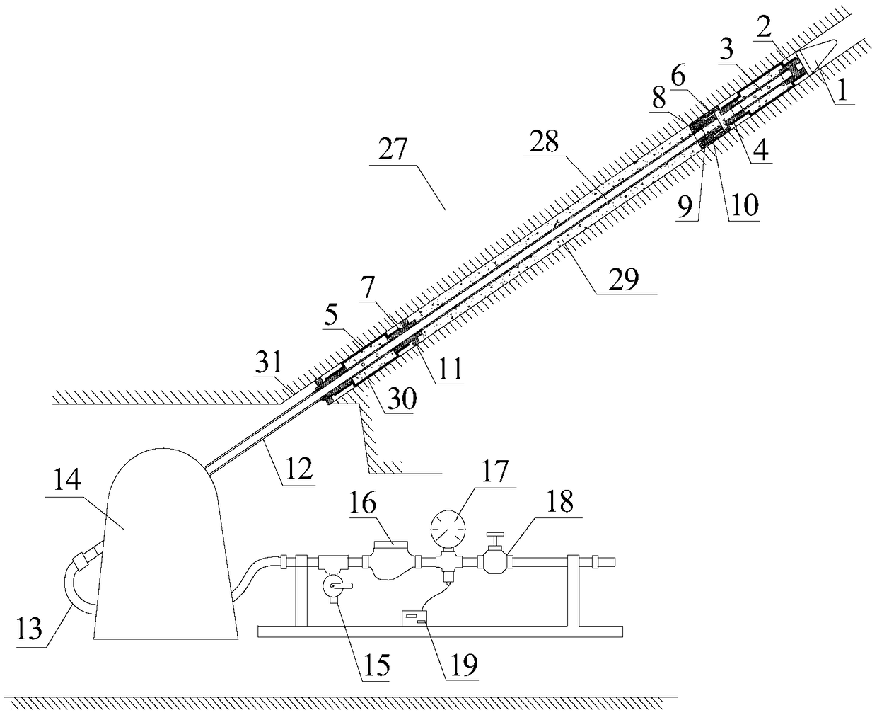 Rock mass permeability in situ test device