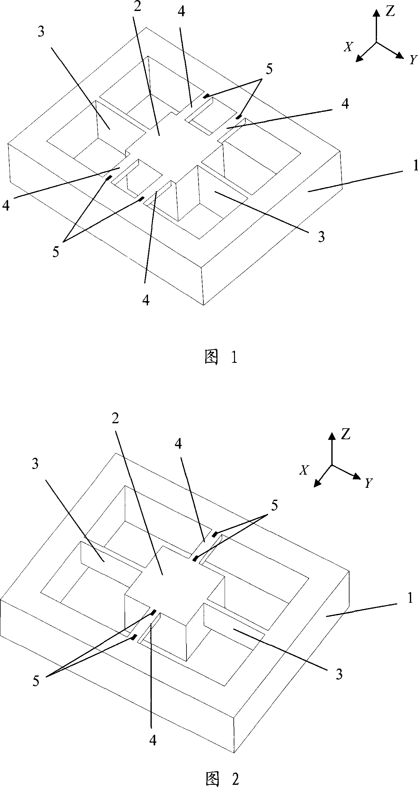 Silicon MEMS piezoresistance type acceleration sensor