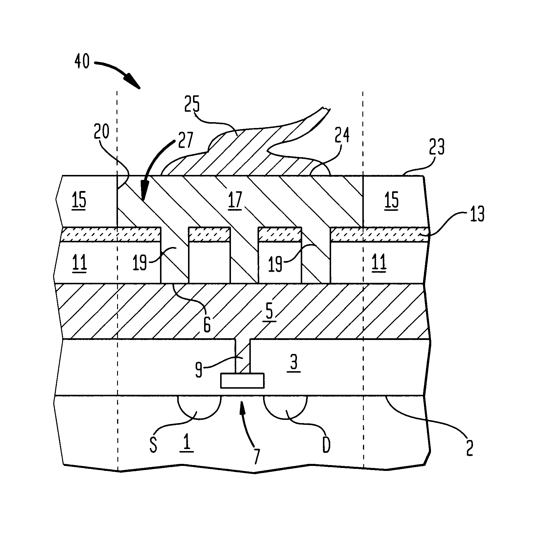 Dual damascene bond pad structure for lowering stress and allowing circuitry under pads