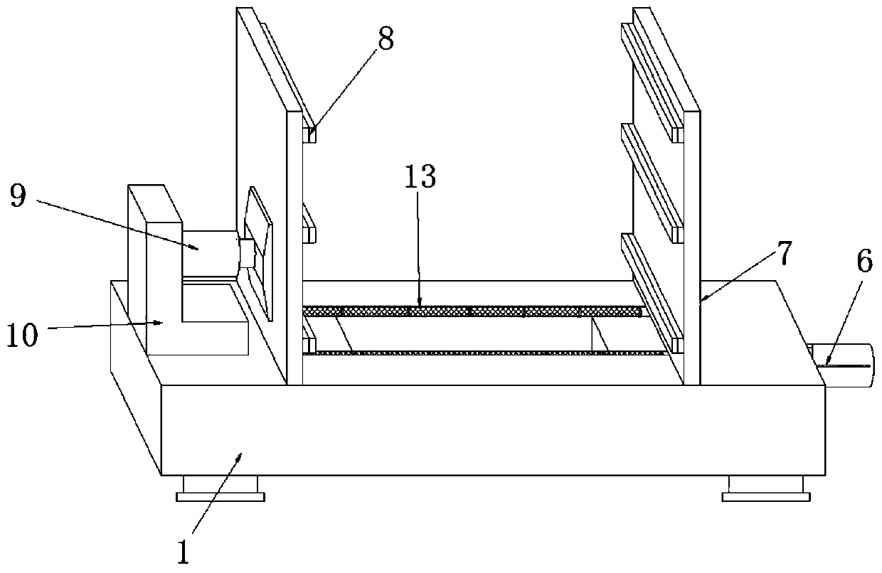 Side plate storage device of automobile reinforced beam plate