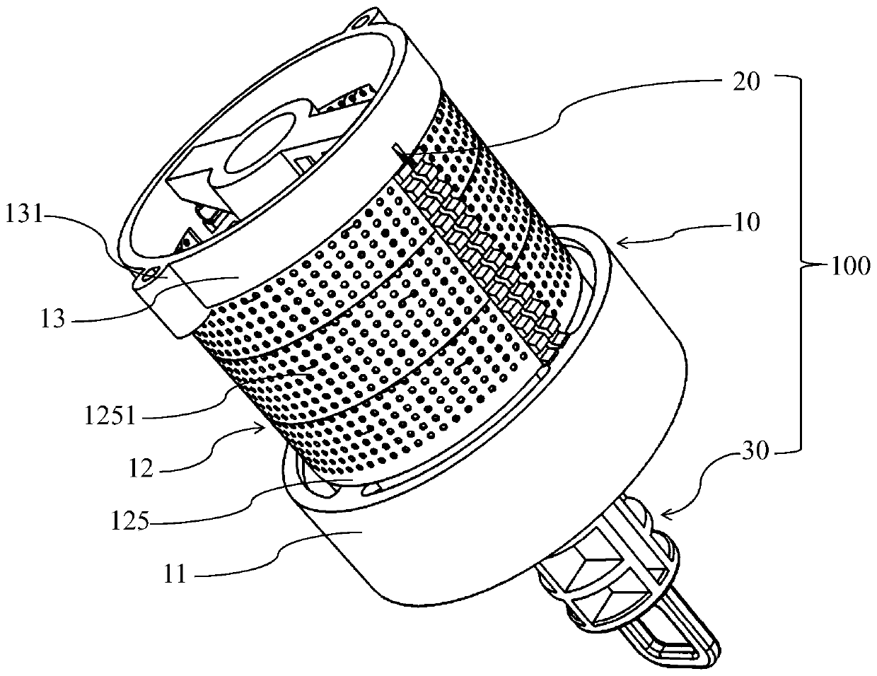 Cyclone cylinder, dust cup assembly and dust collector