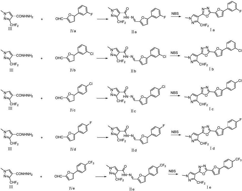 Preparation and application of difluoromethyl pyrazole compound comprising 1,3,4-oxadiazole structure