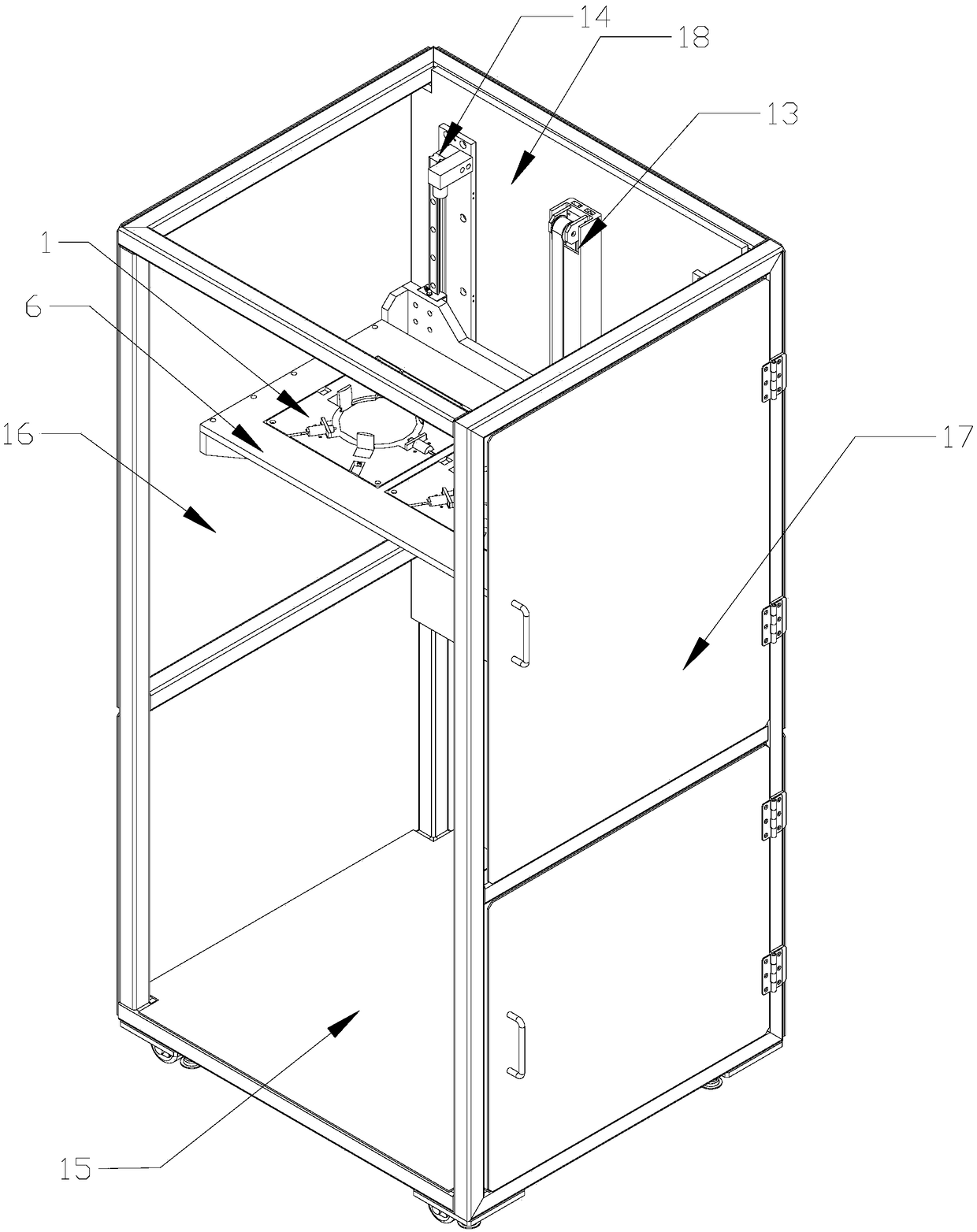 A fully automatic stacking device for packaging boxes