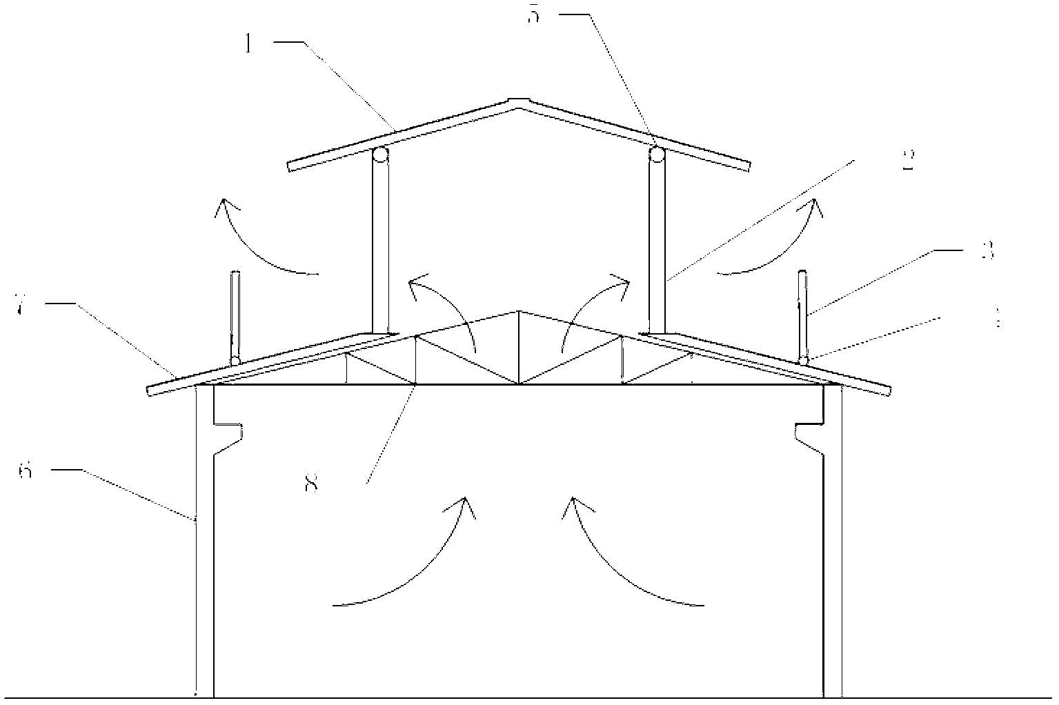 Electric control lifting skylight structure of steel-structure industrial plant