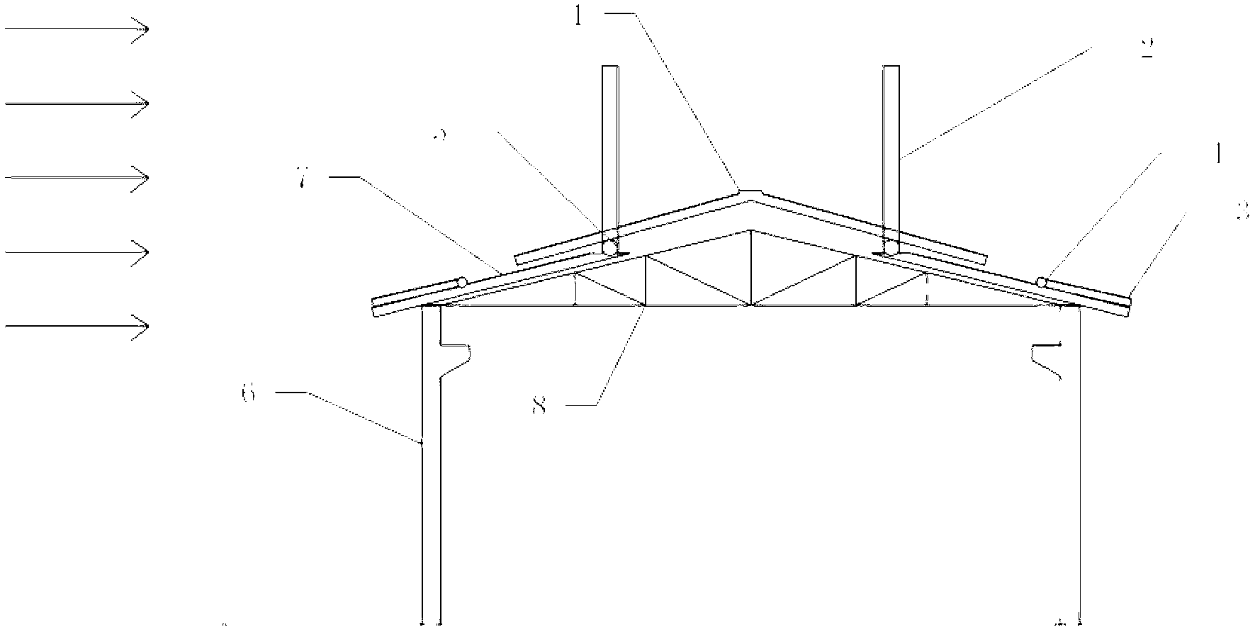 Electric control lifting skylight structure of steel-structure industrial plant