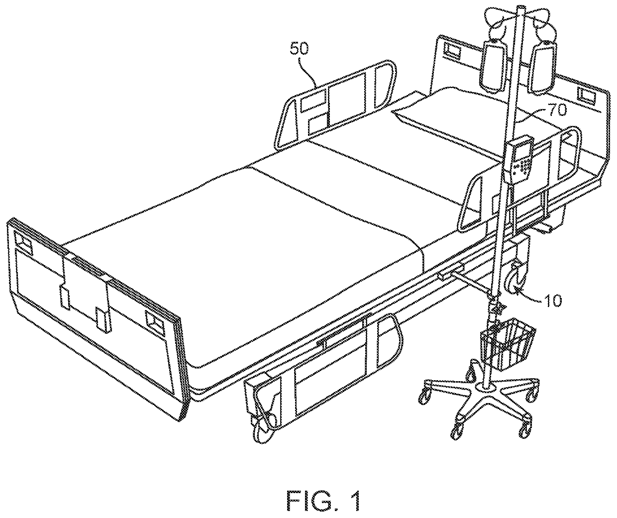 Medical equipment mounting system for an I.V. pole