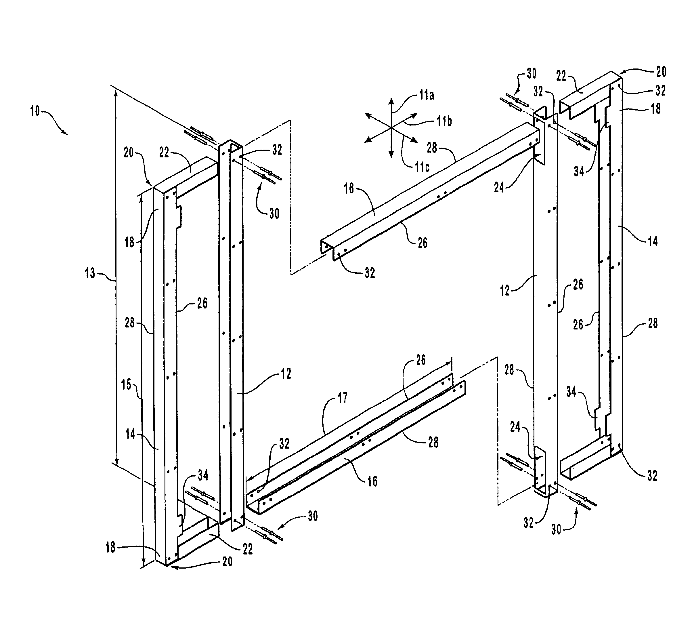 Knocked-down, rigid, sheathed, gate frame