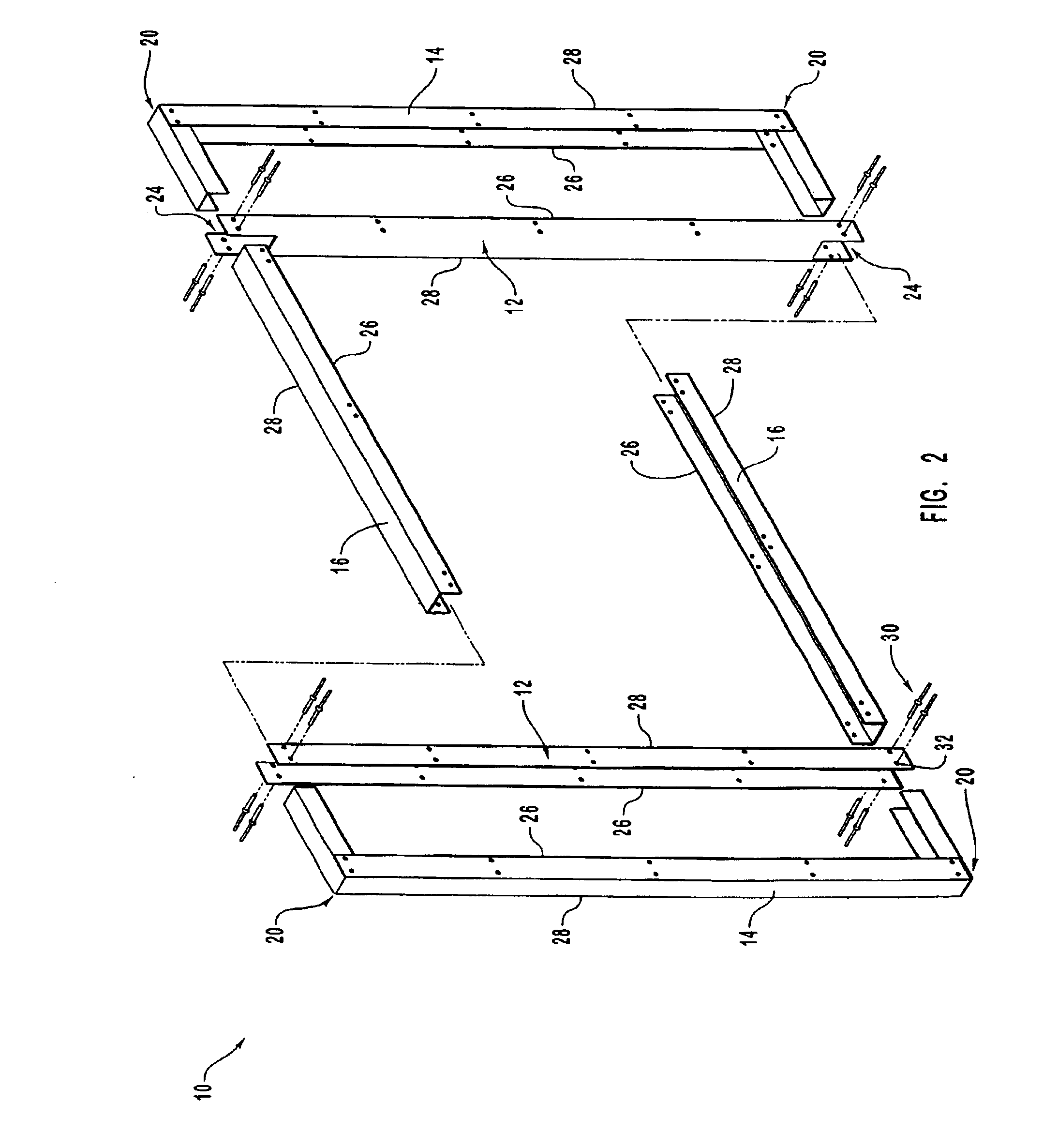 Knocked-down, rigid, sheathed, gate frame