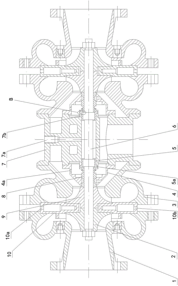 One-shaft two-unit horizontal turbocharger for vehicle