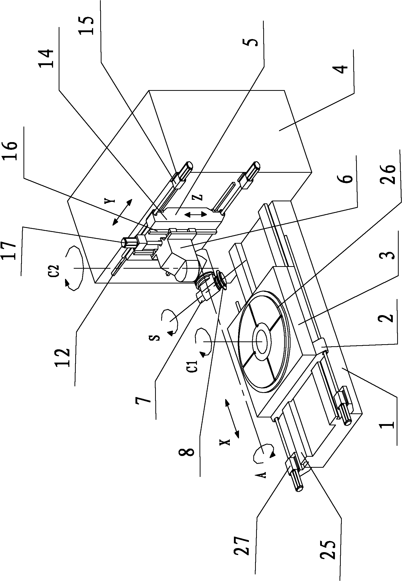 Large-scale numerical control gear machining machine tool