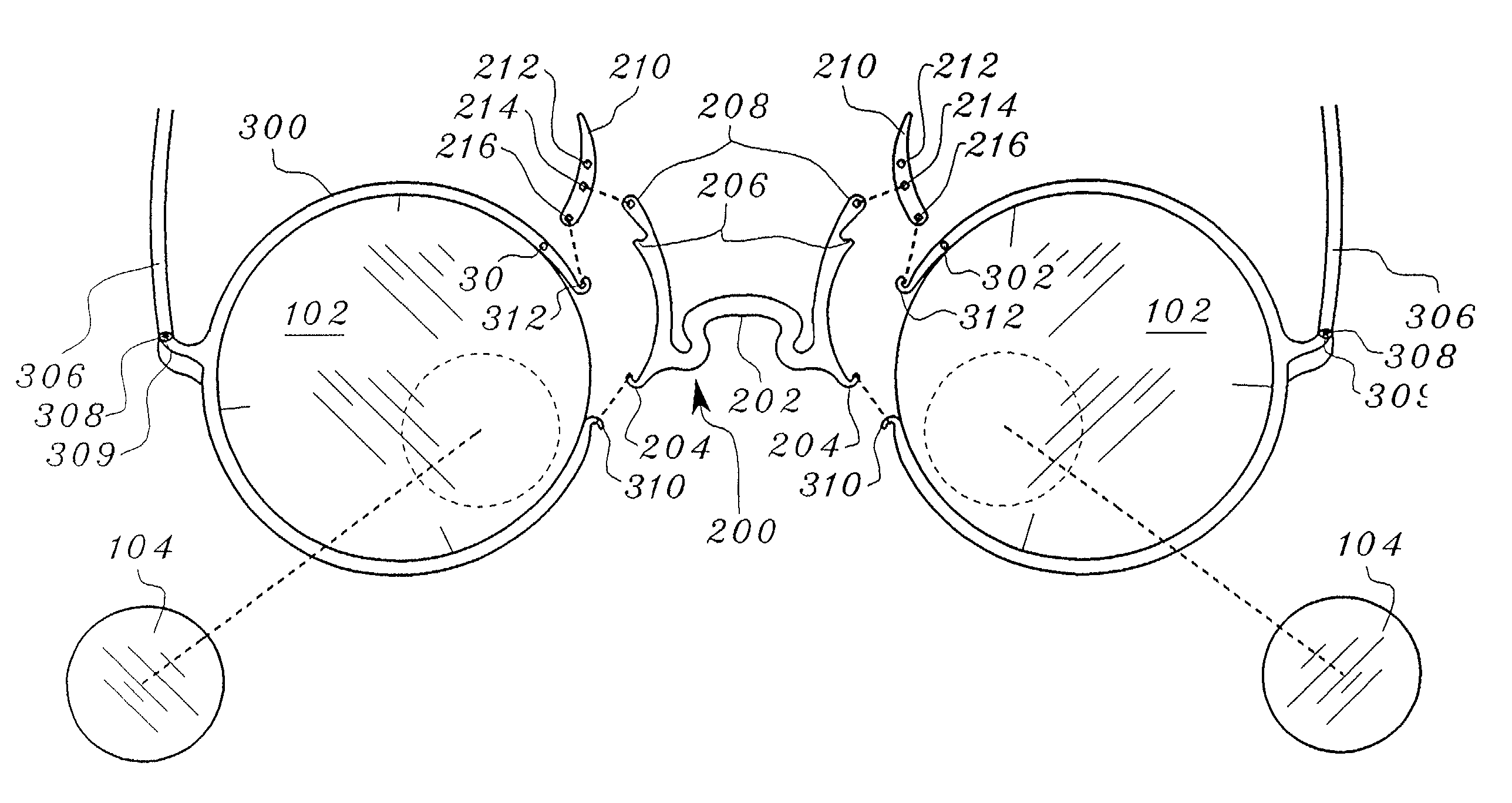 Interchangeable lens eyeglass system with interchangeable nosepiece