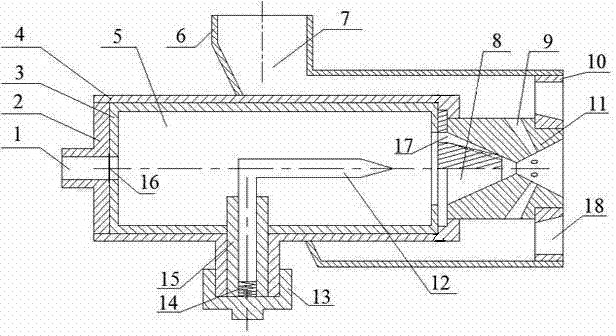 Gas-liquid coaxial ejection liquid fuel electrostatic atomization nozzle