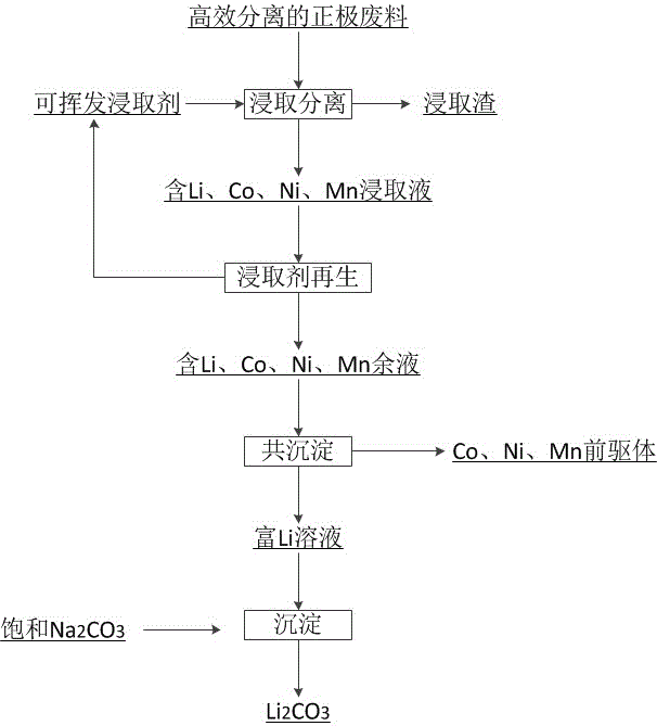 Method for recovering positive electrode material precursor and lithium carbonate from positive electrode waste material of lithium ion battery