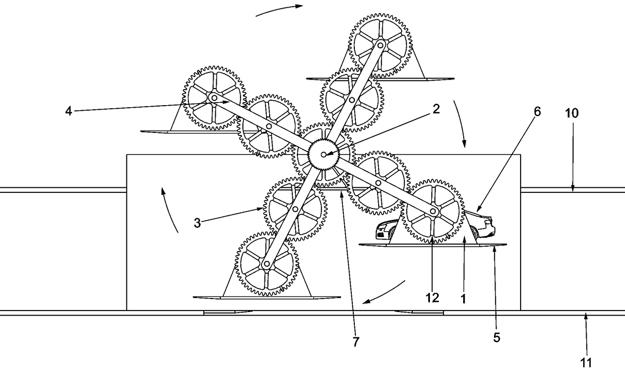 Vehicle lifting machine rapidly getting on or off bridge