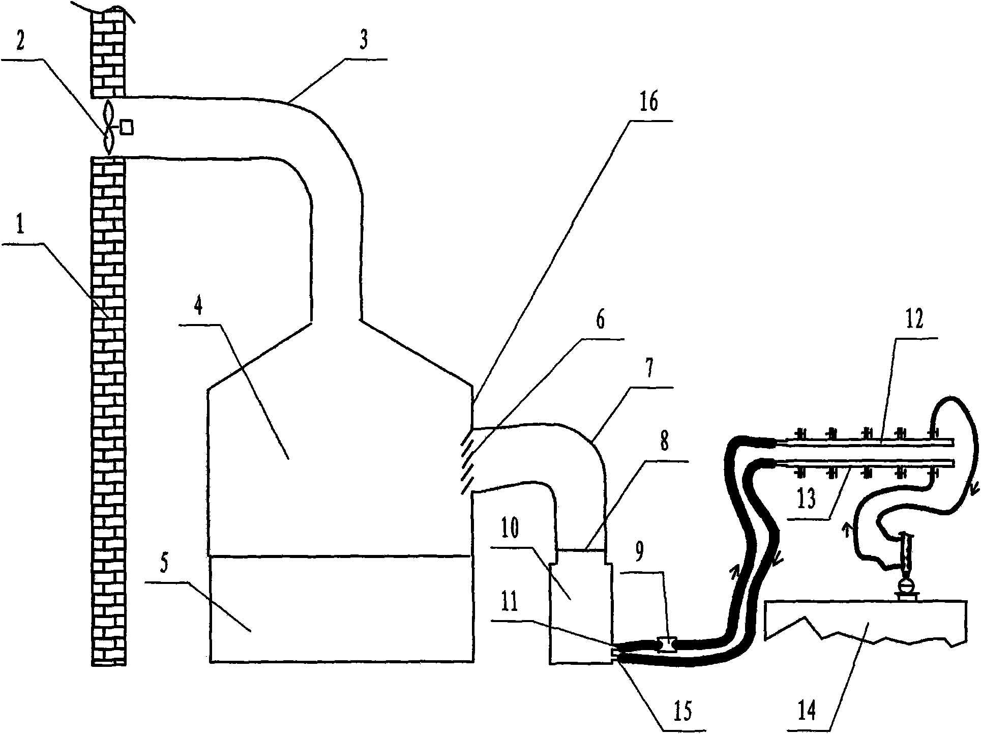 Water-saving device in chemistry lab combining ventilation mechanism in lab