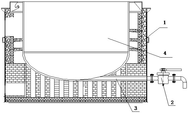 Lead smelting refining device with lead discharged from pot bottom