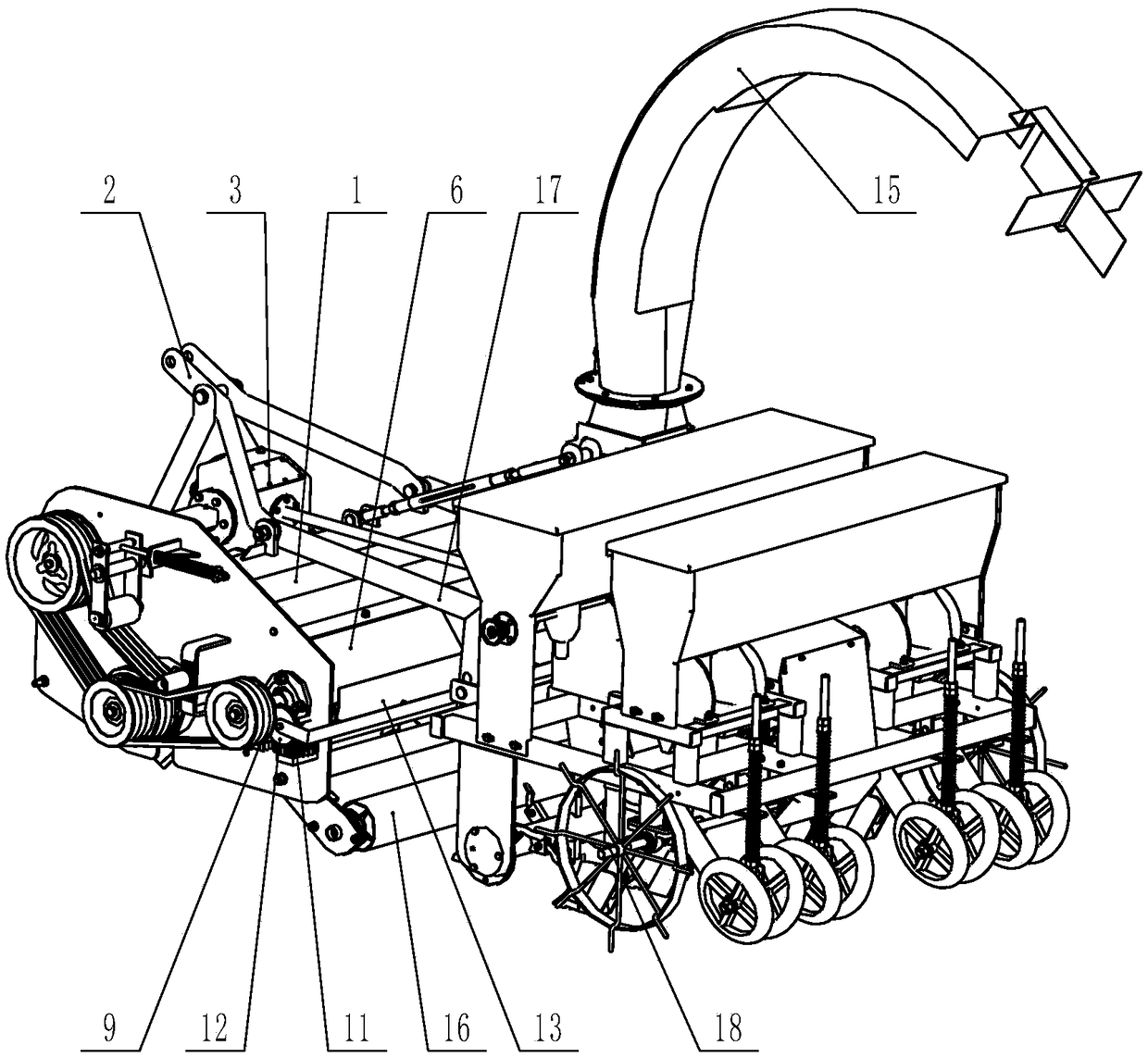 The Whole Grain Straw Wheat Sowing Machine Using Straw Automatic Shunt Regulation