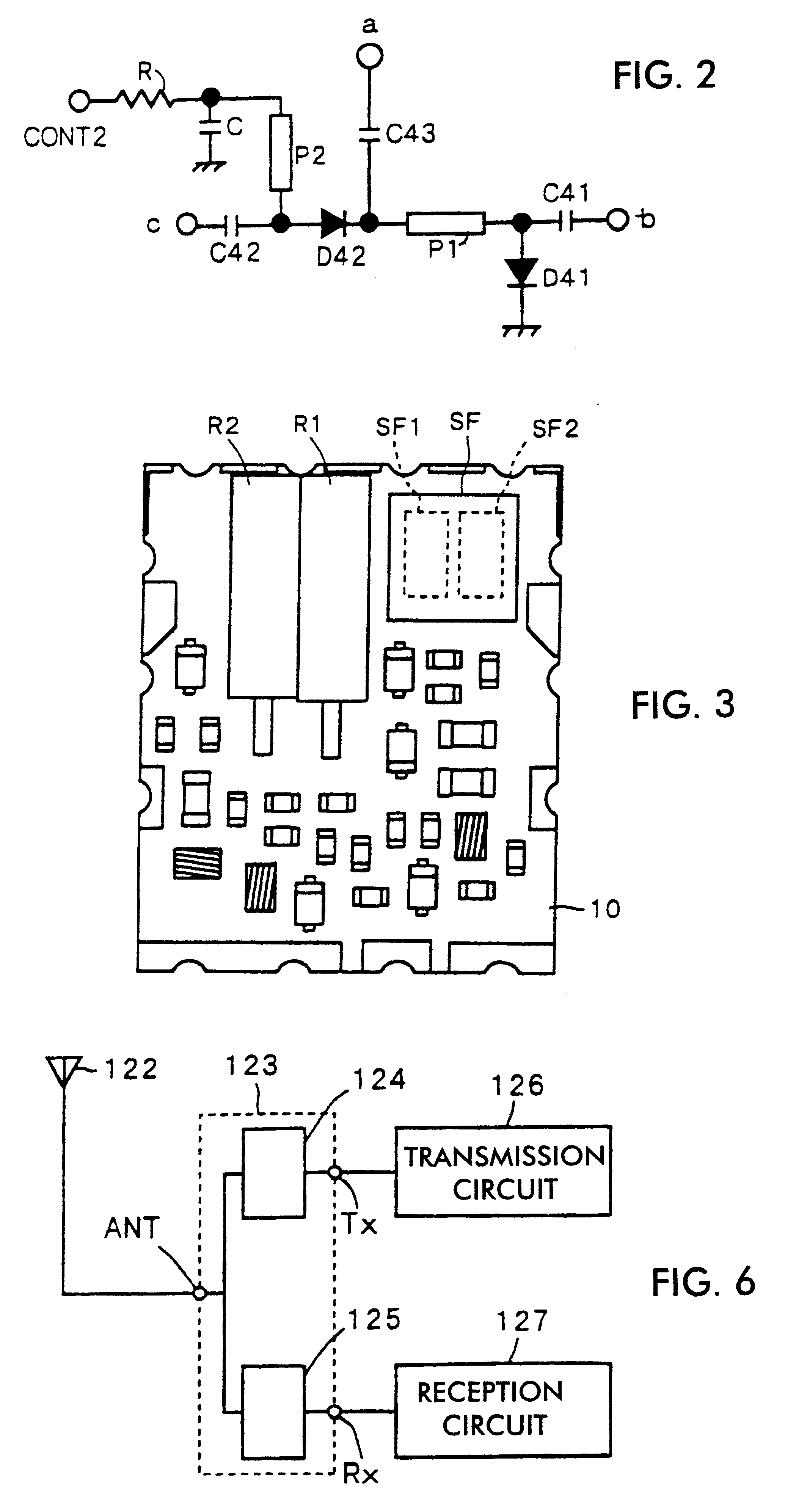 Duplexer and communication apparatus with first and second filters, the second filter having plural switch selectable saw filters