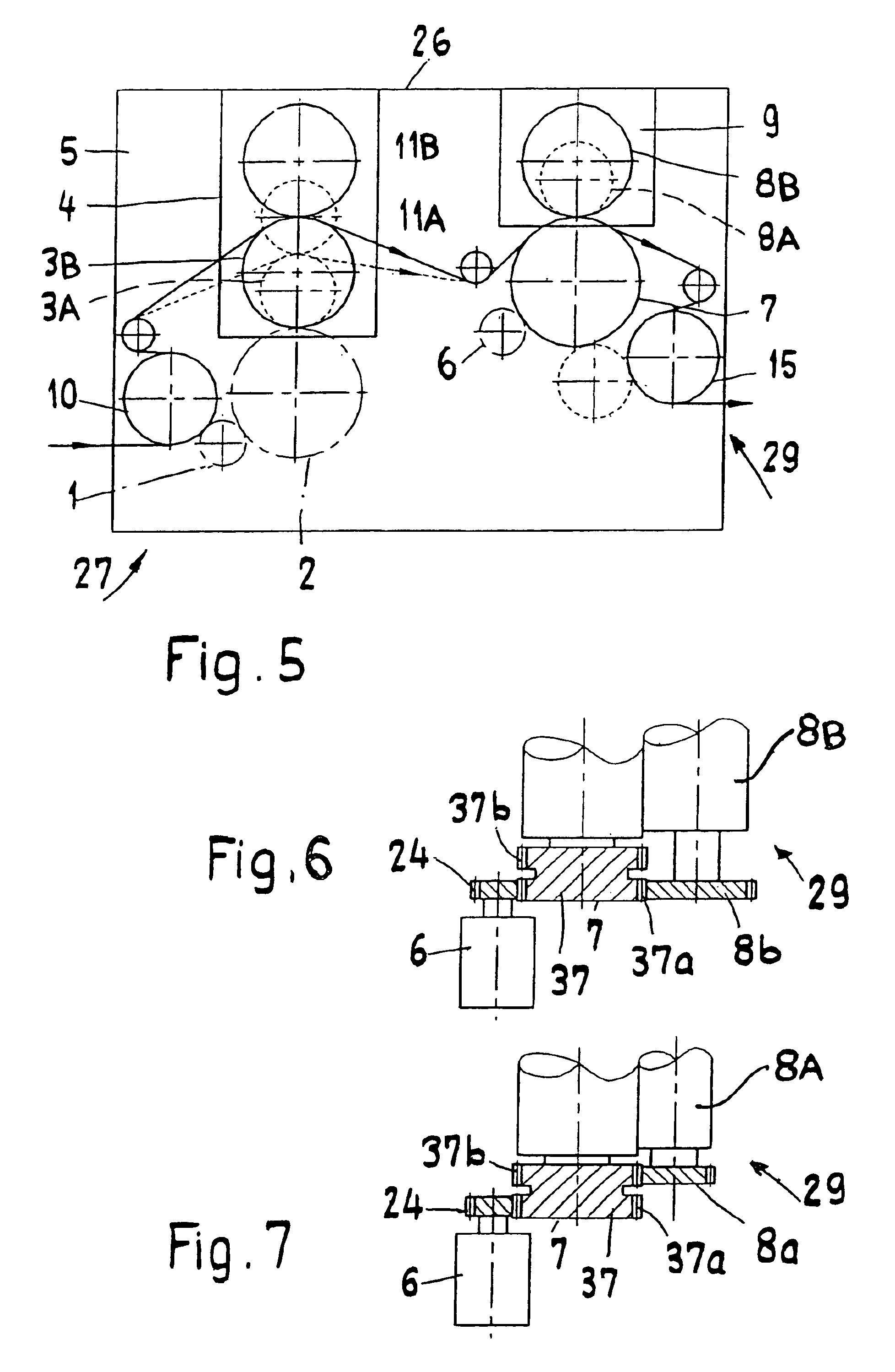 Device for processing continuous webs