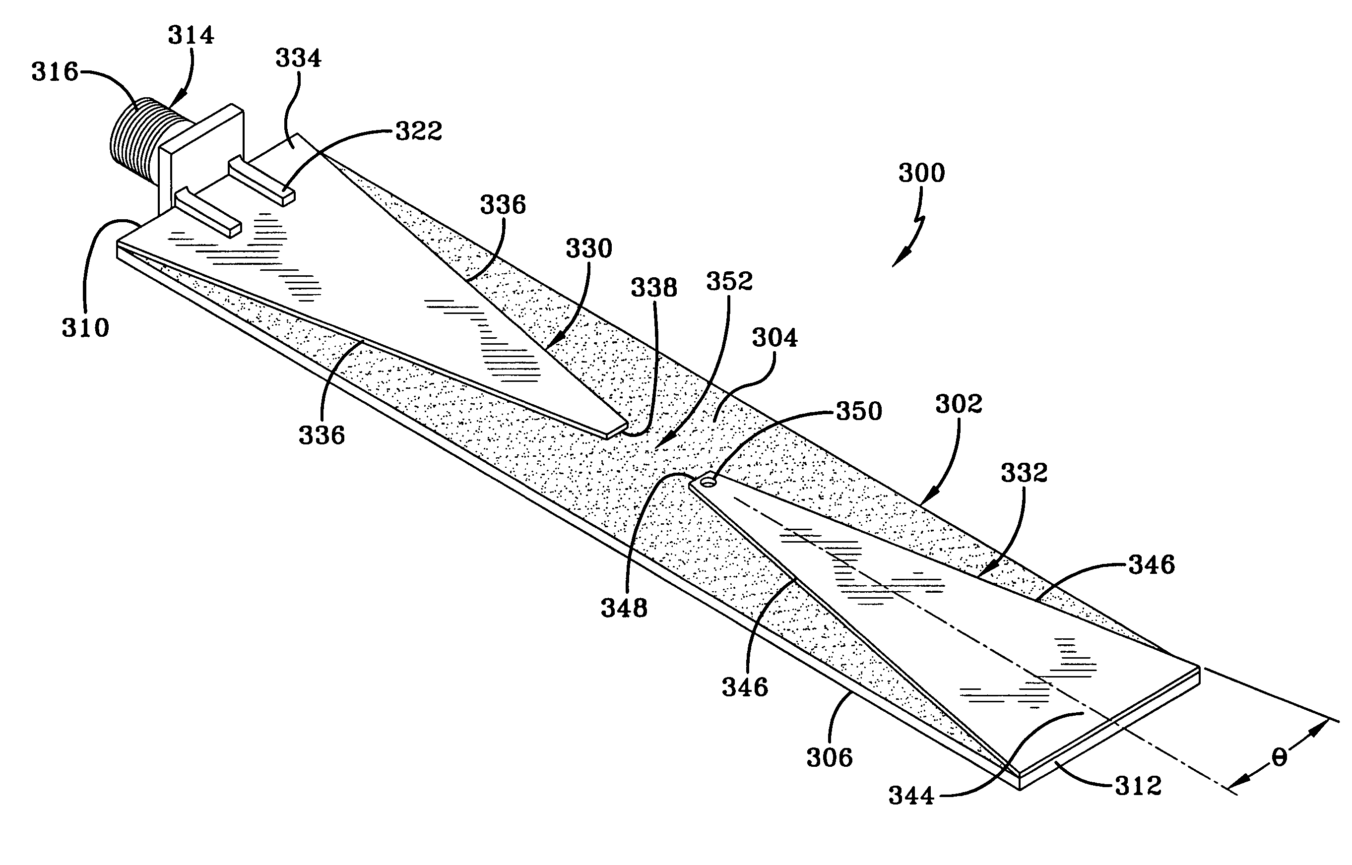 Wide band biconical antennas with an integrated matching system