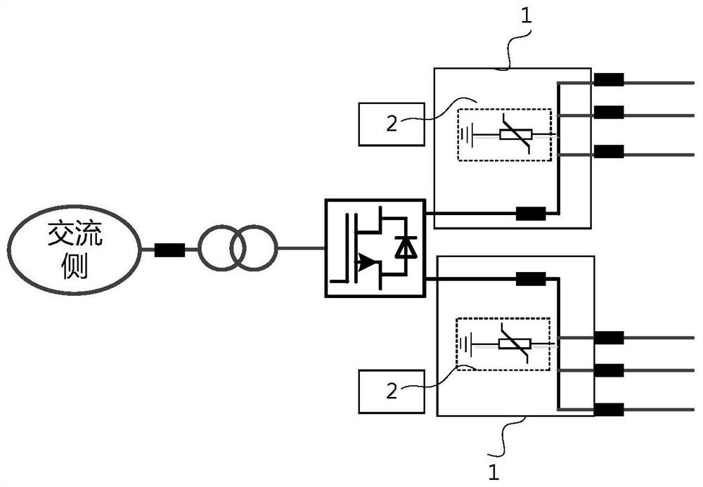 A protection configuration and detection method for the DC region of a DC system