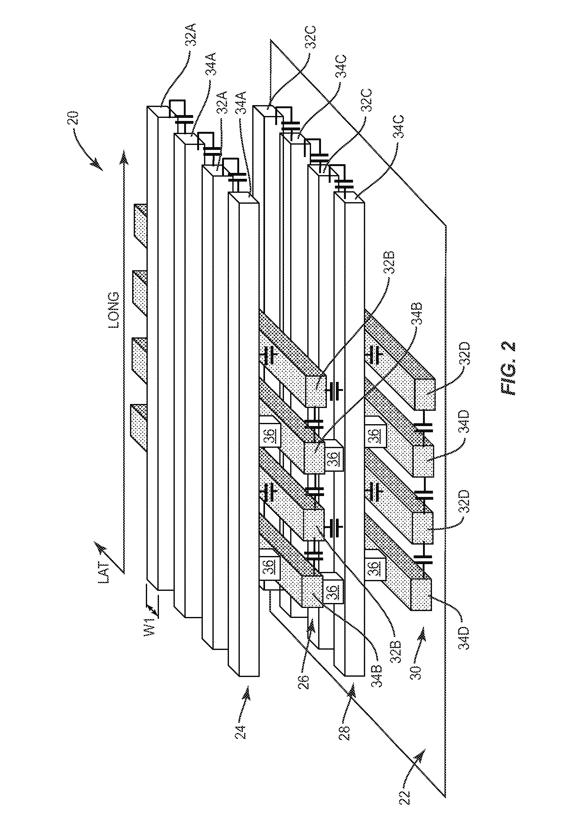 Metal-on-metal (MoM) capacitors having laterally displaced layers, and related systems and methods