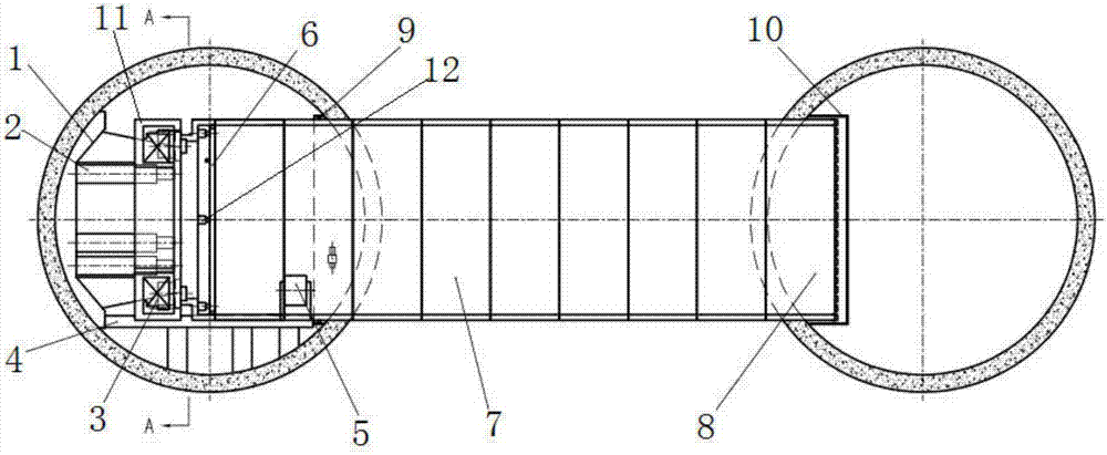 Shield contact channel excavating device