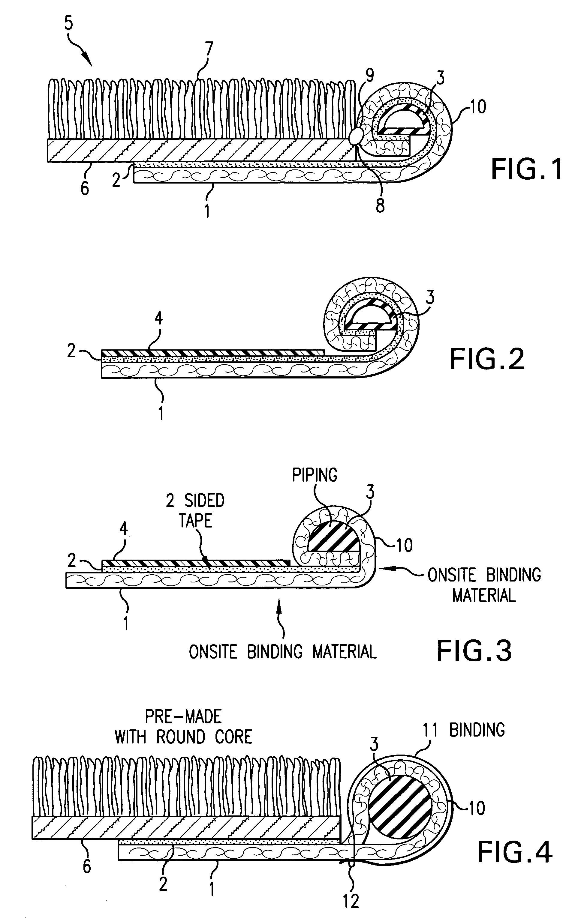 Stitchless on-site binding application method and device