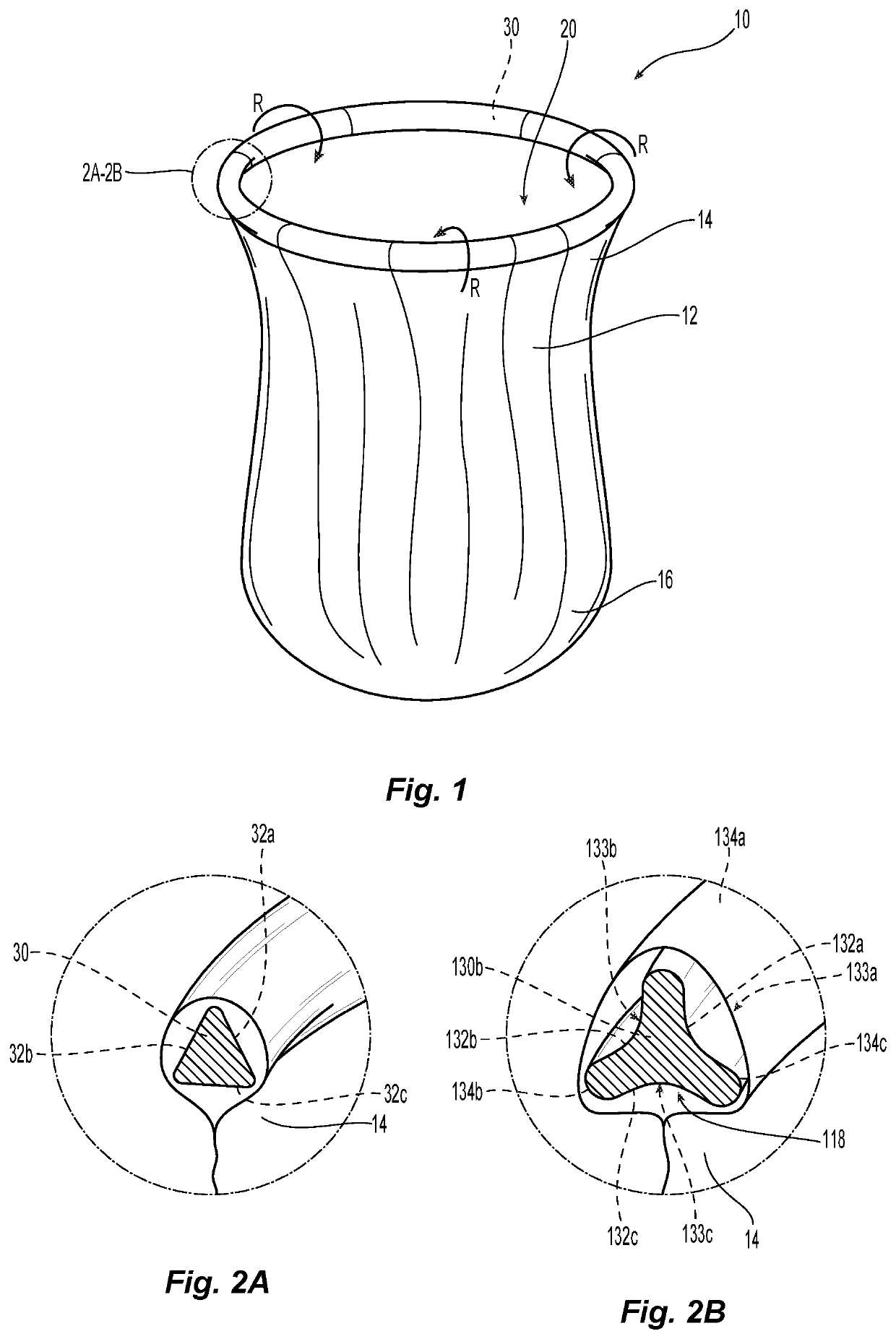 Rollable tissue specimen bag with improved brim for tenting